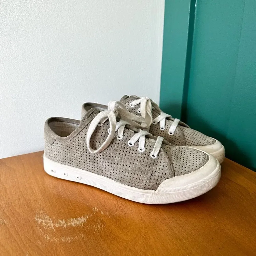 Rag & Bone Women’s Standard Issue Perforated Grey Suede Leather Low Top Sneaker